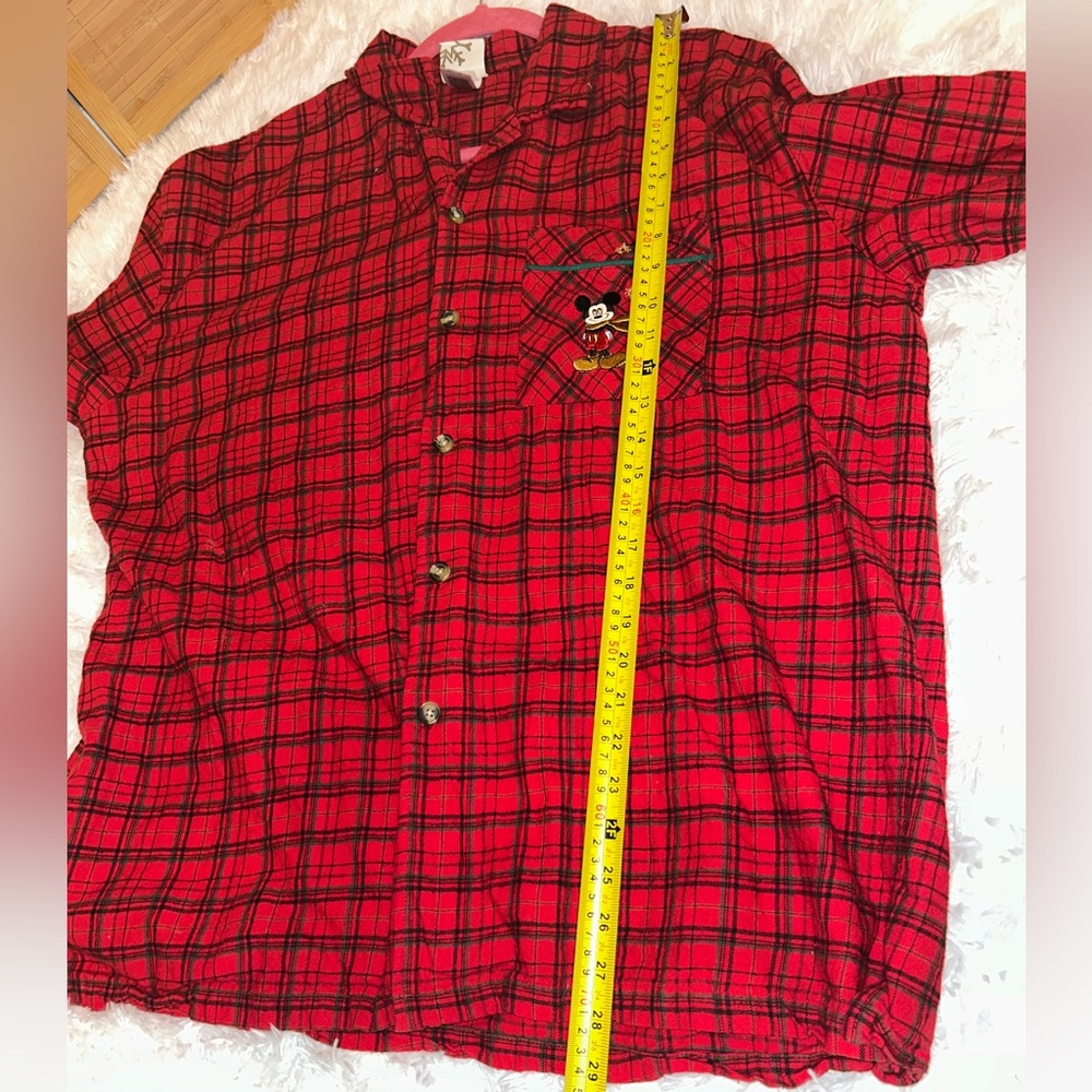 Vintage Disney Store Mickey Mouse red plaid button down shirt top size XL - Picture 9 of 9